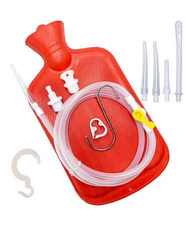 JZCXword Enema Bag Kit for Colon Cleanse  6.3ft Silicone Hose 5 Enema Tips 2L Enemas Bag at Home Water & Colon Detox Cleanse Kit