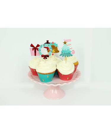 Holly Jolly Christmas - Cupcake Toppers & Wrappers 12 ct | Christmas Cake Toppers | Christmas Party Decorations | Christmas Dessert Table Decorations - Buy Online on GoSupps.com