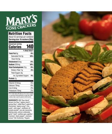 Mary's Gone Crackers Real Thin Tomato & Basil Crackers - 5 oz (142 g) | Gluten-Free Snack - Buy Online on GoSupps.com