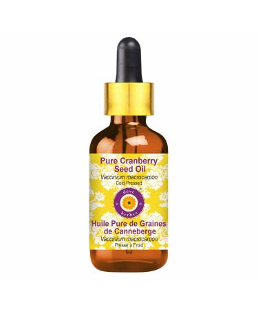 Deve Herbes Pure Cranberry Seed Oil (Vaccinium macrocarpon) with Glass Dropper Cold Pressed 5ml (0.16 oz)