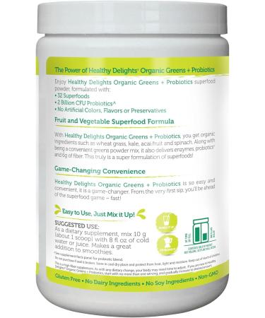 Healthy Delights Naturals - Organic Greens + Probiotics Powder - Naturally Boost Energy - USDA Organic - Delicious Berry Flavored - 30 Servings - Buy Online on GoSupps.com
