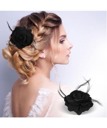 Molain Floral Hair Clip - Large Rose Bow Hairpin for Women & Girls | Fabric Feather Barrette for Stylish Hair Styling | Perfect for Parties - Buy Online on GoSupps.com