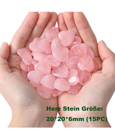 Xiannvxi 15pcs Rose Quartz Heart Stones - Natural Gemstones for Love Healing & Meditation | Reiki Crystals for Sale - Buy Online on GoSupps.com