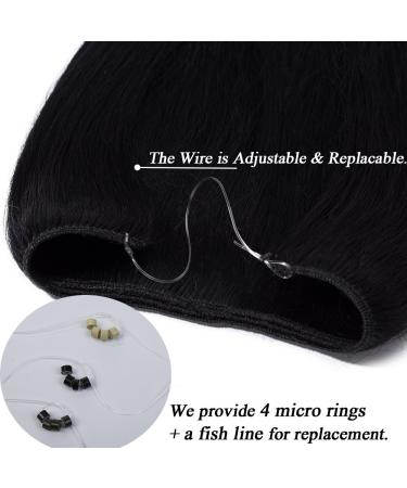Elailite Real Hair Extensions with Wire - Invisible Faden Remy Smooth 16 /40cm 60g #01 Black - Premium Quality International Shipping - Buy Online on GoSupps.com