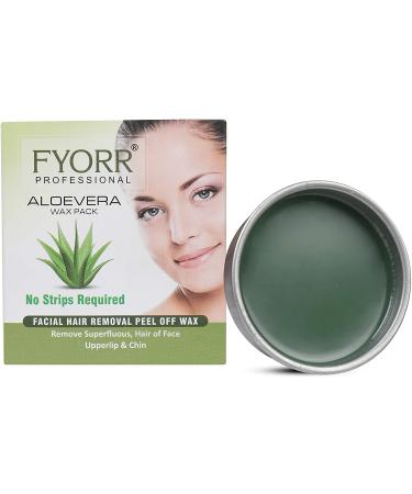 FYORR 80Gram Aloe Vera Katori Peel-Off Wax For Upper Lip, Facial Hair, Eyebrow Free Waxing Wooden Spatula