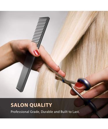Bardeau Essentials Professional 7 Inch Styling Comb - Black Carbon Fiber, Anti Static, Chemical & Heat Resistant - Fine & Wide Tooth for All Hair Types - Men & Women - Single Pack - Buy Online on GoSupps.com