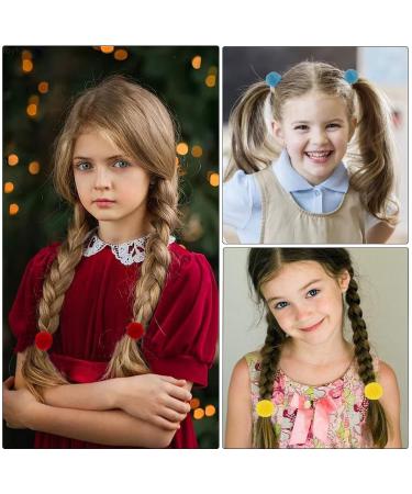 Fishdown 24 Pcs Pom Ball Hair Ties for Girls - Multi-colored Ponytail Holders - Cute and Fluffy Pom Pom Hair Bands for Toddlers - Buy Online on GoSupps.com