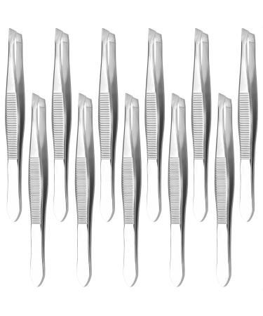 12Pcs Stainless Steel Tweezers Set - Slant Tip Tweezers for Women Eyebrow Tweezers for Men Precision Facial Hair Tweezers for Eyebrows - Long Tweezers Silver Gripper Tweezers for Ingrown Hair Tool 12 Count (Pack of 1) - Buy Online on GoSupps.com