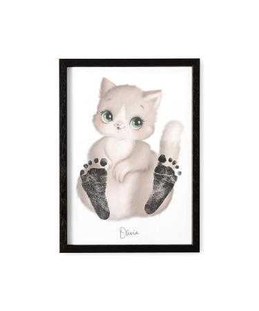Personalized Baby Footprint Animal Poster - Nursery Decor for Milestones | Cat Design | A4 Size (Foot Length Up to 6cm) - Buy Online on GoSupps.com