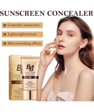 BB Cr me Escargot Dor avec SPF Sunscreen BB Cream SPF50+ PA+++ Maquillage Hydratation et Couvrance en Un Protection UV et Teint clatant (Naturel 40 g) Naturel 40 g (Lot de 1) - Buy Online on GoSupps.com