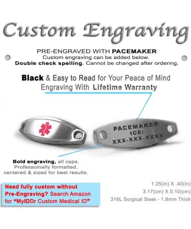 Buy Customized Pink Women s Pacemaker Medical Bracelet - Pre-Engraved Steel O-Link with Wallet Card | International Shipping Available - Buy Online on GoSupps.com