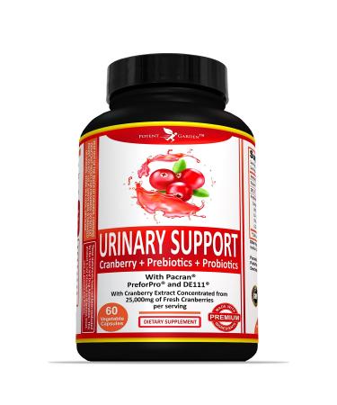 Potent Garden Urinary Support Supplements for Bladder Urinary Tract Health for Women & Men Daily Care Womens Probiotic Prebiotics & Cranberry Pacran Preforpro DE111 and Cranberry Capsules 60 Ct