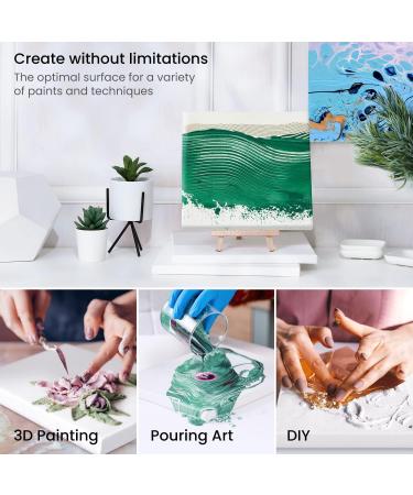 Arteza 6x6 Inch White Stretched Canvas Pack - 12 Canvases, 100% Cotton, Gesso-Primed - Ideal for Acrylic Pouring and Oil Painting - Buy Online on GoSupps.com