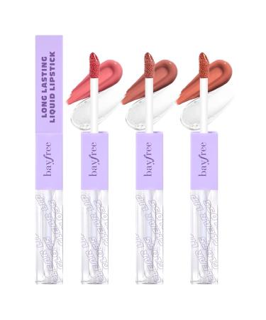 Long Lasting Liquid Lipstick with Clear Lip Gloss Set High Pigment and Shine Lip Stain Waterproof Kiss-Proof Up to 24H Wear 0.15 Fl oz (Nude Rose Gold)