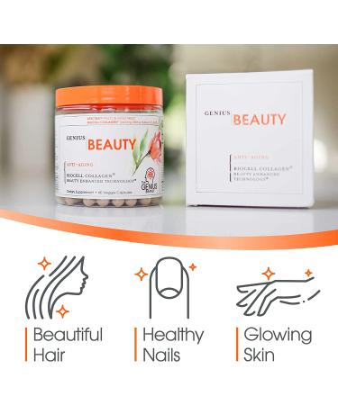 Genius Beauty Hair Skin & Nails Vitamins - 60 Capsules | Premium Beauty Supplements - Buy Online on GoSupps.com