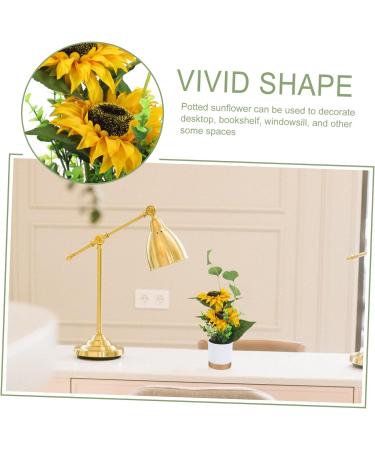 LIFKICH Artificial Potted Flower Faux Potted Plants Potted Sunflower Plastic Fake Potted Flower Desktop Faux Sunflower Arrangement Mini Potted Plant - Buy Online on GoSupps.com