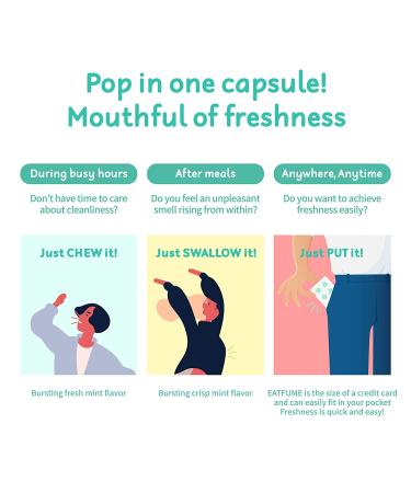 EATFUME Breath Freshener Capsules - Vegetarian Bad Breath Saver with Natural Oils (4 Flavors, 0.6oz) - Individual Pack of 4 - Buy Online on GoSupps.com