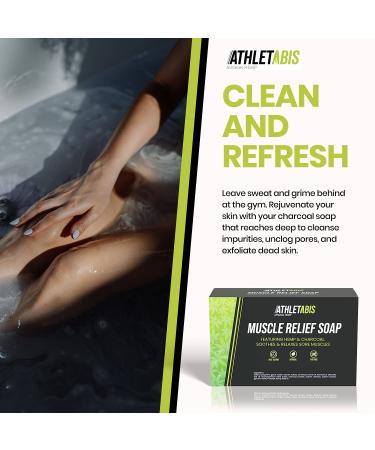 Athletabis Hemp Soap Bar for Muscle Relief - Charcoal & Hemp Seed Oil Natural Soap - Buy Online on GoSupps.com