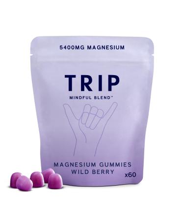 TRIP Magnesium Gummies Wild Berry 5400mg Magnesium Citrate per Pack 90mg x 60 Gummies Highly Absorbable Electrolyte Balance Plant-Powered Sugar-Free & 3rd Party Tested