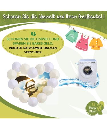 Baby Bliss Bamboo Still Inserts - Washable 14-Pack Contoured & Ultra-Suction Leak-Proof Extra Soft Durable (White/Beige 12cm) - Buy Online on GoSupps.com