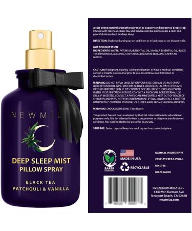 Deep Sleep Pillow Spray Natural Aromatherapy Mist for Sleep Relaxation Calming Stress Relief Patchouli Black Tea Vanilla Essential Oils Self Care Gift - Buy Online on GoSupps.com