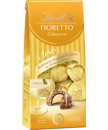 Lindt chocolate - fioretto minis zabaione |115 G |Approx. 10 full milk chocolates with Zabione truffle filling covered by crispy crisp alcoholic |Praline gift |Chocolate gift Zabaione 115 g - Buy Online on GoSupps.com