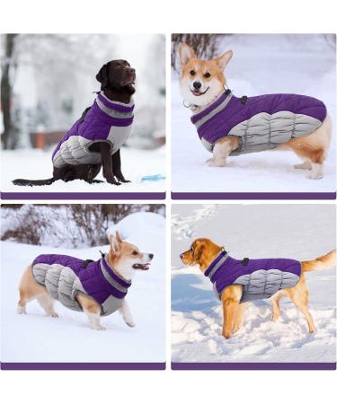 Kuoser Waterproof Dog Coat - Cozy Cold Weather Jacket for Small to Medium Dogs Fleece Lined Reflective Vest in XL Purple | Shop Now! - Buy Online on GoSupps.com