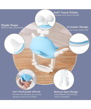 Baby Mitten Silicone Teether - Never Drop Teething Toy for Soothing Pain Relief | Chew Toy for Babies (Whale) - Buy Online on GoSupps.com