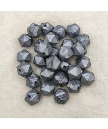 50pcs Metallic Silver 17mm Silicone Icosahedron Beads for Mom Necklace Making - Buy Online on GoSupps.com
