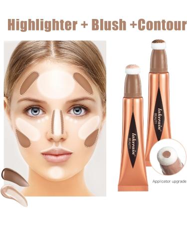 3PCS Blush Liquid Set - Cream Highlighter, Contour Stick, and Blush Wand - Waterproof and Smooth Texture - Pink Blusher and Bronzer Stick for Cheeks and Eyeshadow - Buy Online on GoSupps.com