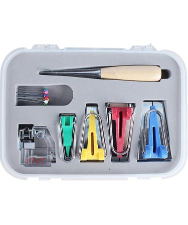 Driak Bias Tape Maker Kit Set for Sewing Quilting Awl and Adjustable Binder Foot with Plastic Tool Box
