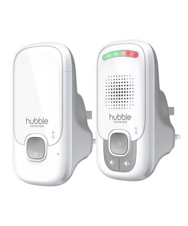 Hubble Listen Audio Baby Monitor with DECT Wireless Connectivity Up to 50m Range High Sensitivity Microphone Visual Sound Level Indicator - White Single Audio Monitor