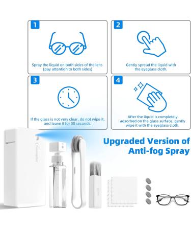 5-in-1 Eyeglass Cleaner Kit for Glasses | Anti-Fog Spray, Brush, Cloth & Case | Travel-Friendly | Matte White - Buy Online on GoSupps.com