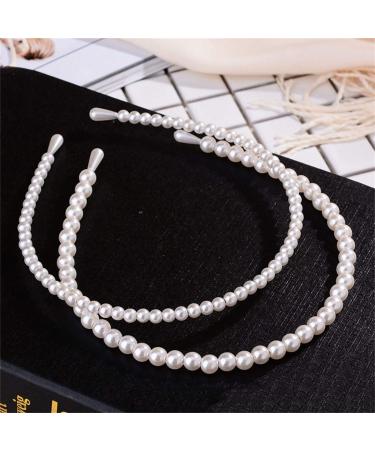 Aoxmas 2pcs Simple Design Pearl Headbands for Women Wedding Party Bridal Hair Hoop Elegant Hair Hoop BL-YOOY-C5T3