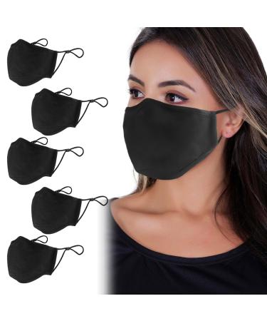 Ansta 5 pieces of fabric masks reusable fabric mask washable face mask washable reusable cotton face mask facial cover with breathable comfort for unisex