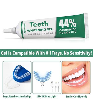 Advance+ Teeth Whitening Gel Refill for Trays - 33 Syringes, 44% Carbamide Peroxide, Use with Led, UV, Blue Lights & Invisalign - Buy Online on GoSupps.com