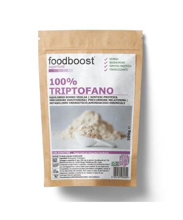 foodboost Pure tryptophan powder 200g foodboost - no additives - with scoop - for balanced sleep and wakefulness good mood trusted Italian brand essential amino acid - 300 doses