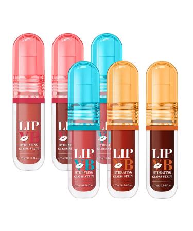 Weqizuerqi Lip Tint 6 x 4.7ml Bottles of Liquid Lipstick | Nourishing Non-Sticky Lipstick Makeup Set for Travel Going Out Wedding
