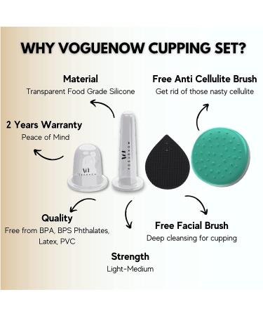 FDA Registered Silicone Cupping Therapy 8-Piece Set for Anti Aging, Anti Cellulite & Skin Rejuvenation | Facial & Body Massage Cups with Free Anti Cellulite Brush - Buy Online on GoSupps.com