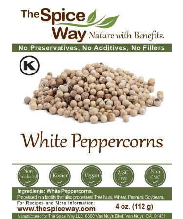 The Spice Way White Peppercorns - 4 oz: Premium Quality Spice for Culinary Perfection - Buy Online on GoSupps.com