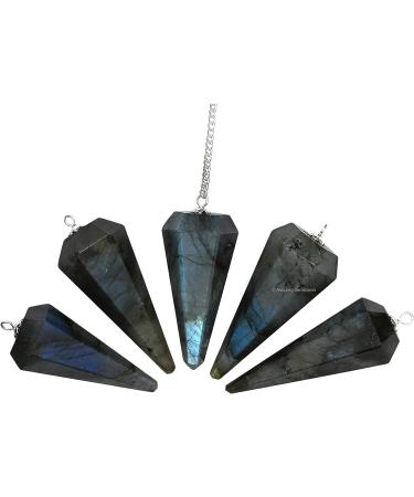 Amazing Gemstone Labradorite Crystal Pendulum for Divination - Dowsing Pendulum with Chakra Chain and Crystal Ball for Reiki Healing and Crystal Grid Meditation - Buy Online on GoSupps.com
