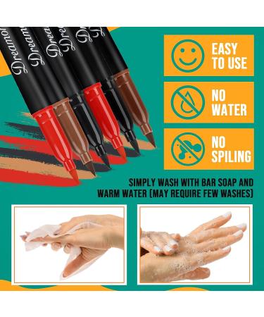 6-PCS Washable Temporary Tattoo Markers for Skin - Skin Safe Tattoo Kit for Teens, Kids & Adults - Body & Face Art Pens with Stencil Papers - Buy Online on GoSupps.com