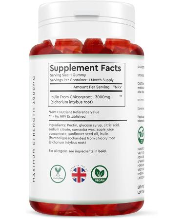 Vegan Fibre Gummies 3000MG - Berry Flavour - High Strength Prebiotic Tapioca Chicory Root - 1 Month Supply - Buy Online on GoSupps.com
