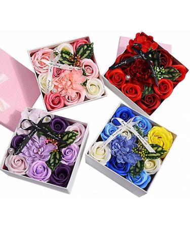 Floral Scented Bath Soap Set | Rose Flower Petals Gift Box for Weddings Birthdays Christmas Valentine's Day & Mother's Day - Perfect Pink Gift - Buy Online on GoSupps.com