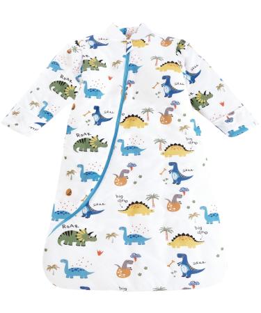 Chilsuessy Baby Winter Sleeping Bag with Detachable Long Sleeves 3.5 Tog Organic Cotton Sleeping Bag for Kids Sleeping Sack for Infant Toddler Forest dinosaur 6-18 Months - Buy Online on GoSupps.com