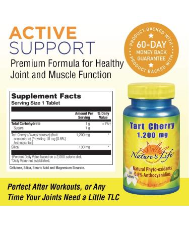 Nature's Life Tart Cherry 1200 mg - 30 Tablets for Joint Support & Antioxidant Power - Buy Online on GoSupps.com