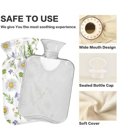 NAANLE Hot Water Bottle with Cover - Watercolor Daisies 2L Large Warm-Up Bag for Menstrual Cramps Pain Relief & Heat Therapy - Ideal for Hands & Feet - Buy Online on GoSupps.com