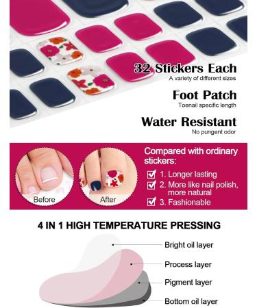 EBANKU 32 PCS Gel Toe Nail Strips with Nail File - Full Wrap Adhesive Stickers (UV/LED Lamp Required) - Buy Online on GoSupps.com