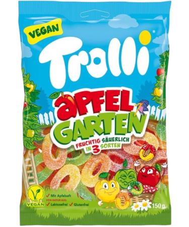 Trolli Apple Garden Sour Gummy Sweets Chewy Candy Vegan Lactose & Gluten Free 3 Apple Flavours 150g - 2x Share Bags - Buy Online on GoSupps.com