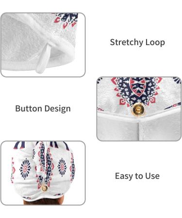Colorful Ethnic Elephants Hair Towel 2 Pack | Super Absorbent Quick Dry Hair Turbans for Women & Girls - Buy Online on GoSupps.com